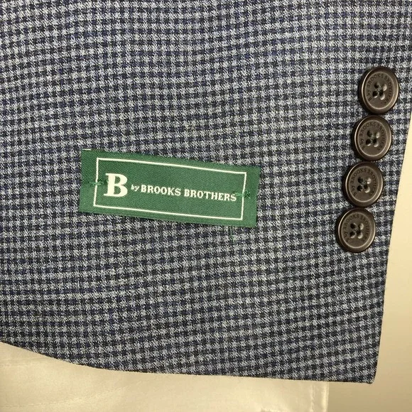 B by Brooks Brothers Mens Classic fit Sport Coat Blazer 40R Blue‎ Check F01172 - Picture 7 of 15